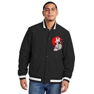 Japanese Samurai Cat Katana Japanese Bobtail Cat Anime Raglan Insulated Varsity Jacket