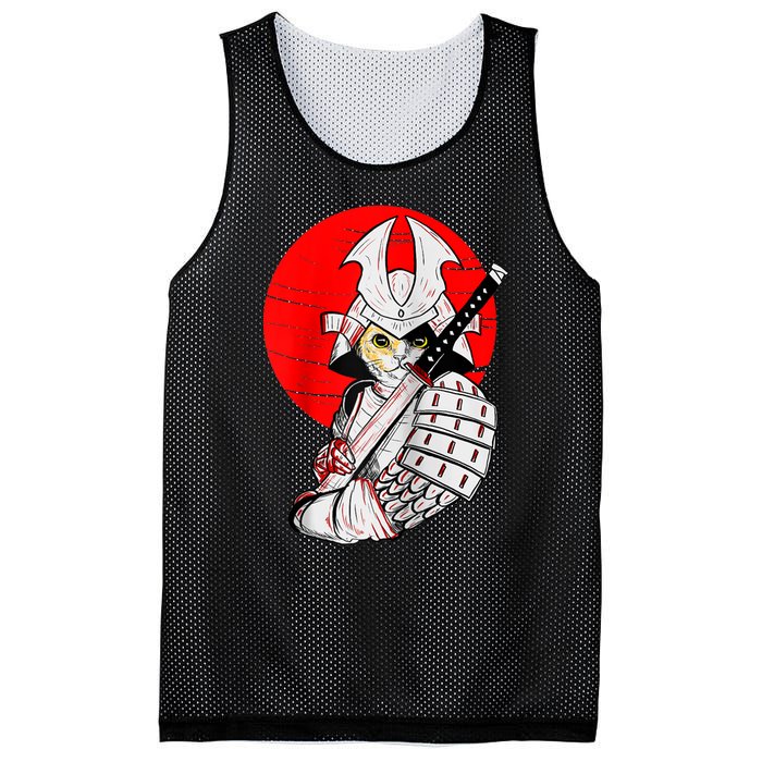 Japanese Samurai Cat Katana Japanese Bobtail Cat Anime Raglan Mesh Reversible Basketball Jersey Tank