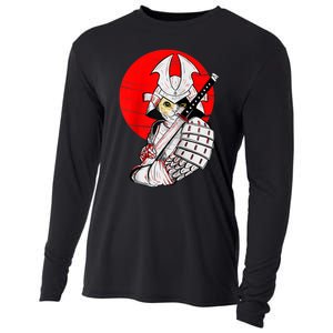 Japanese Samurai Cat Katana Japanese Bobtail Cat Anime Raglan Cooling Performance Long Sleeve Crew