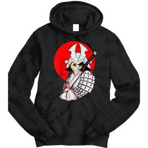 Japanese Samurai Cat Katana Japanese Bobtail Cat Anime Raglan Tie Dye Hoodie