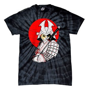 Japanese Samurai Cat Katana Japanese Bobtail Cat Anime Raglan Tie-Dye T-Shirt