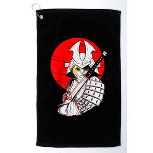 Japanese Samurai Cat Katana Japanese Bobtail Cat Anime Raglan Platinum Collection Golf Towel