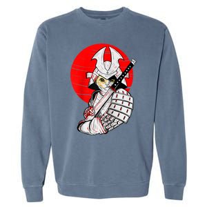 Japanese Samurai Cat Katana Japanese Bobtail Cat Anime Raglan Garment-Dyed Sweatshirt