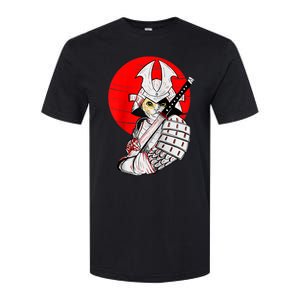 Japanese Samurai Cat Katana Japanese Bobtail Cat Anime Raglan Softstyle CVC T-Shirt