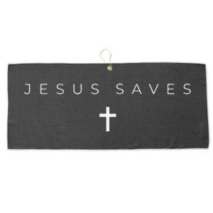 Jesus Saves Cross Subtle Christian Minimal Religious Faith Large Microfiber Waffle Golf Towel