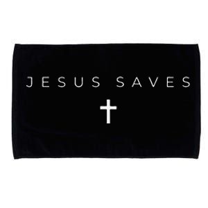 Jesus Saves Cross Subtle Christian Minimal Religious Faith Microfiber Hand Towel