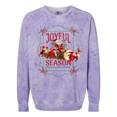 Joyful Season Christmas Season Santa And Elves Colorblast Crewneck Sweatshirt