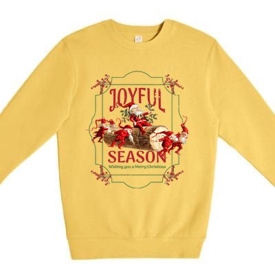 Joyful Season Christmas Season Santa And Elves Premium Crewneck Sweatshirt