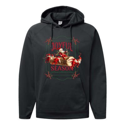 Joyful Season Christmas Season Santa And Elves Performance Fleece Hoodie