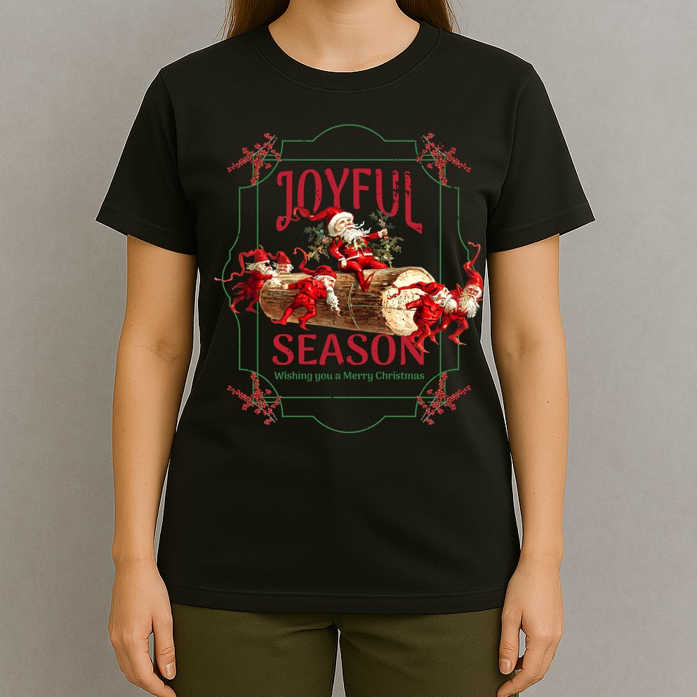 Joyful Season Christmas Season Santa And Elves T-Shirt