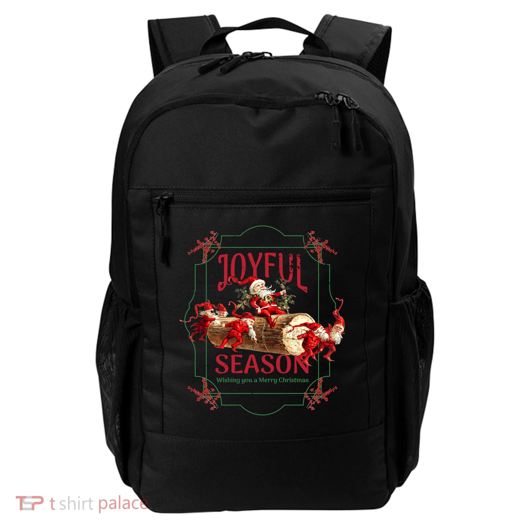 Joyful Season Christmas Season Santa And Elves Backpack