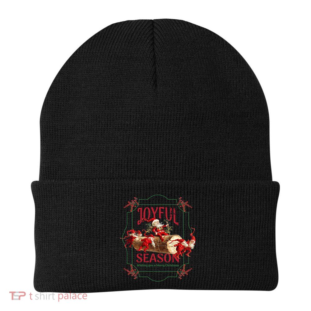 Joyful Season Christmas Season Santa And Elves Beanie
