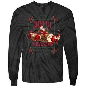 Joyful Season Christmas Season Santa And Elves Tie-Dye Long Sleeve Shirt