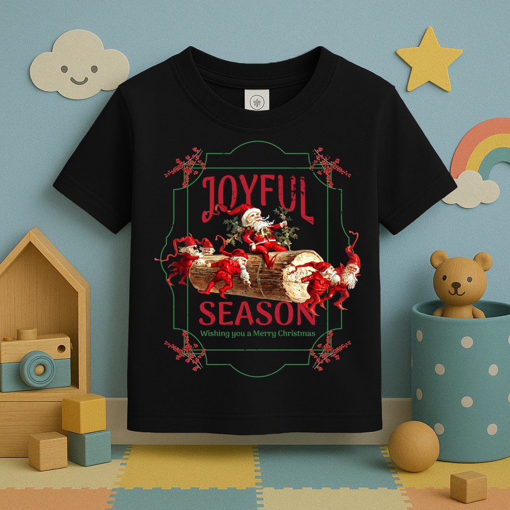 Joyful Season Christmas Season Santa And Elves Toddler T-Shirt