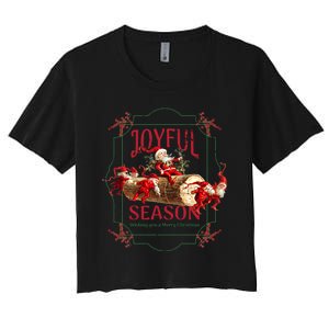 Joyful Season Christmas Season Santa And Elves Women's Crop Top Tee