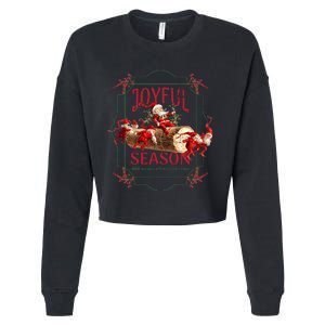 Joyful Season Christmas Season Santa And Elves Cropped Pullover Crew