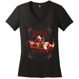 Joyful Season Christmas Season Santa And Elves Women's V-Neck T-Shirt