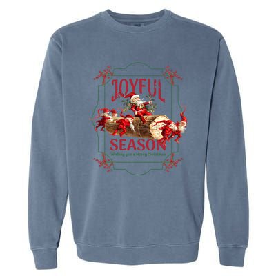 Joyful Season Christmas Season Santa And Elves Garment-Dyed Sweatshirt