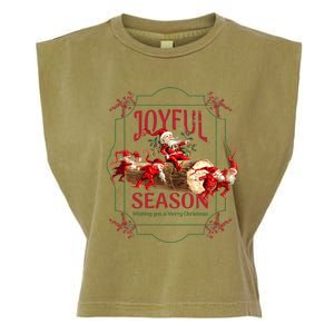 Joyful Season Christmas Season Santa And Elves Garment-Dyed Women's Muscle Tee