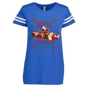 Joyful Season Christmas Season Santa And Elves Enza Ladies Jersey Football T-Shirt