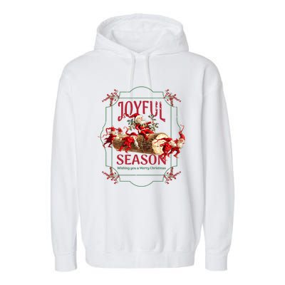 Joyful Season Christmas Season Santa And Elves Garment-Dyed Fleece Hoodie