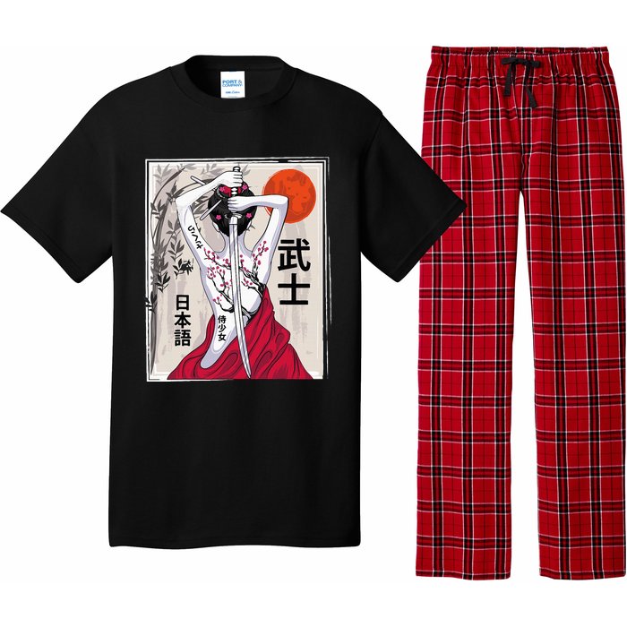 Japanese Samurai Culture Scenery Vintage Sakura Cherry Pajama Set