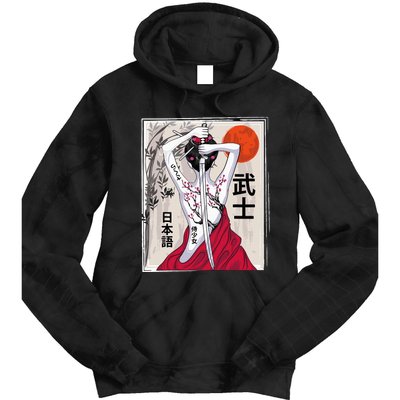 Japanese Samurai Culture Scenery Vintage Sakura Cherry Tie Dye Hoodie