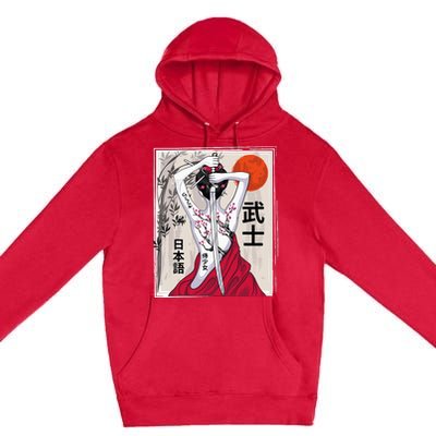 Japanese Samurai Culture Scenery Vintage Sakura Cherry Premium Pullover Hoodie