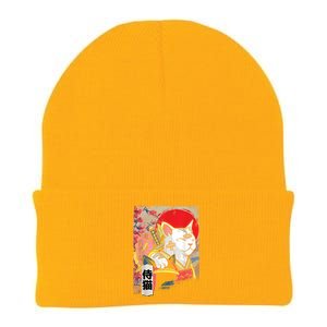 Japanese Samurai Cat Warrior Japan Ninja Kitten Knit Cap Winter Beanie