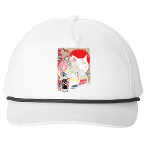 Japanese Samurai Cat Warrior Japan Ninja Kitten Snapback Five-Panel Rope Hat