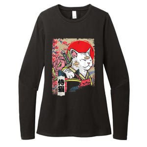 Japanese Samurai Cat Warrior Japan Ninja Kitten Womens CVC Long Sleeve Shirt