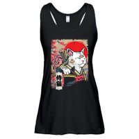 Japanese Samurai Cat Warrior Japan Ninja Kitten Ladies Essential Flowy Tank