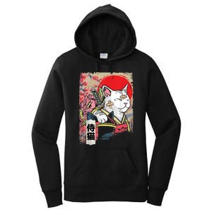 Japanese Samurai Cat Warrior Japan Ninja Kitten Women's Pullover Hoodie