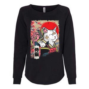 Japanese Samurai Cat Warrior Japan Ninja Kitten Womens California Wash Sweatshirt