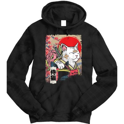 Japanese Samurai Cat Warrior Japan Ninja Kitten Tie Dye Hoodie