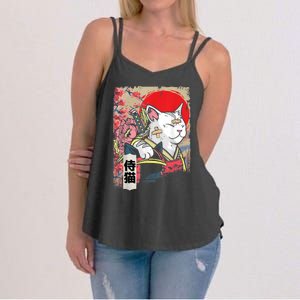 Japanese Samurai Cat Warrior Japan Ninja Kitten Women's Strappy Tank