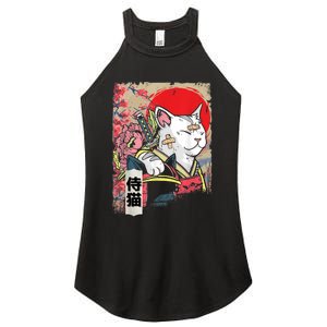 Japanese Samurai Cat Warrior Japan Ninja Kitten Women's Perfect Tri Rocker Tank