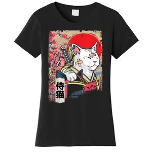 Japanese Samurai Cat Warrior Japan Ninja Kitten Women's T-Shirt