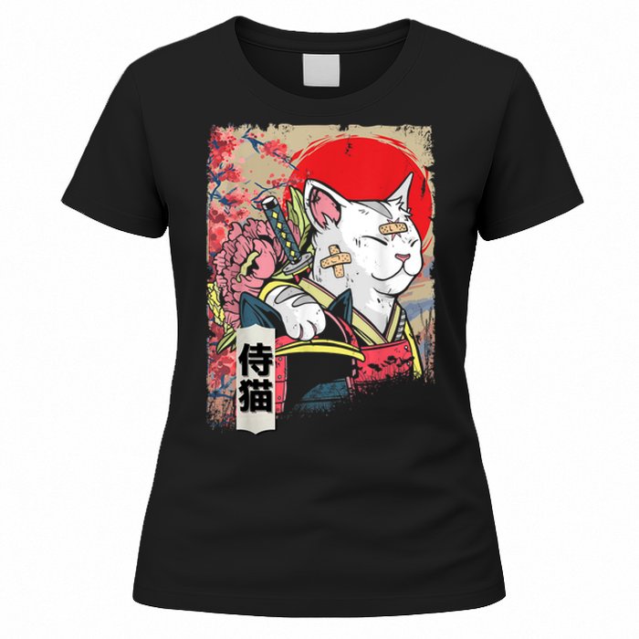 Japanese Samurai Cat Warrior Japan Ninja Kitten Women's T-Shirt