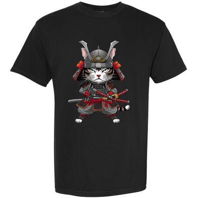 Japanese Samurai Cat Funny Parody Japanese Garment-Dyed Heavyweight T-Shirt