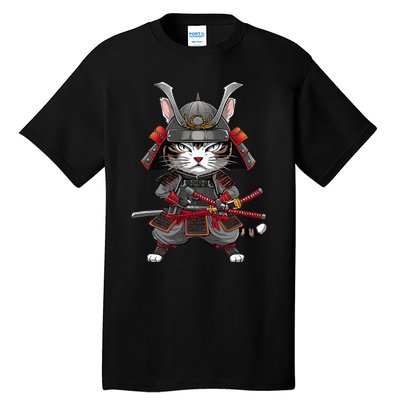 Japanese Samurai Cat Funny Parody Japanese Tall T-Shirt