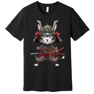 Japanese Samurai Cat Funny Parody Japanese Premium T-Shirt