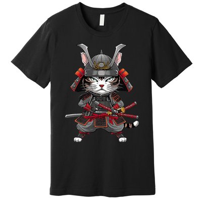 Japanese Samurai Cat Funny Parody Japanese Premium T-Shirt