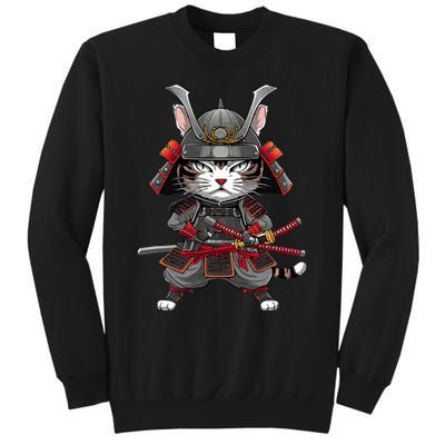 Japanese Samurai Cat Funny Parody Japanese Tall Sweatshirt