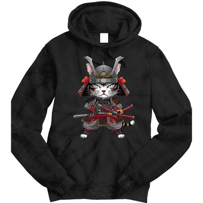 Japanese Samurai Cat Funny Parody Japanese Tie Dye Hoodie