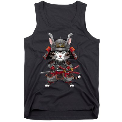 Japanese Samurai Cat Funny Parody Japanese Tank Top