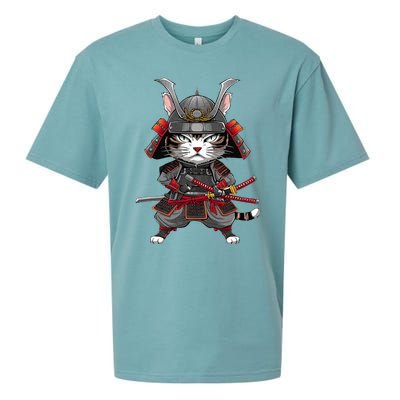 Japanese Samurai Cat Funny Parody Japanese Sueded Cloud Jersey T-Shirt