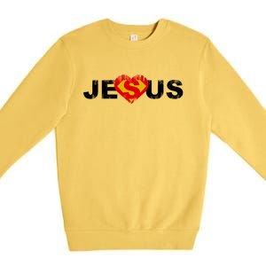 Jesus Superhero Christianity Premium Crewneck Sweatshirt