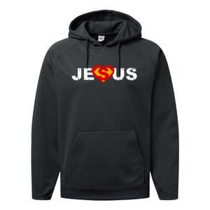 Jesus Superhero Christianity Performance Fleece Hoodie