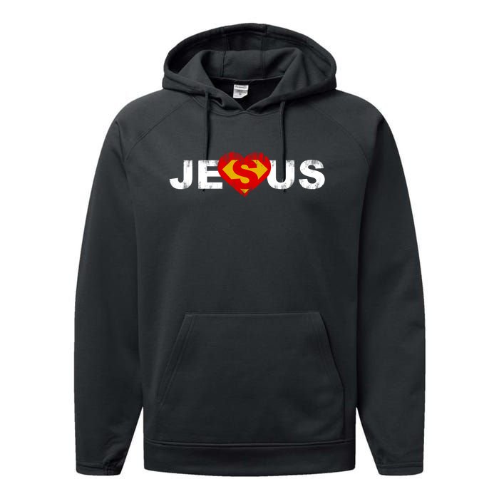 Jesus Superhero Christianity Performance Fleece Hoodie